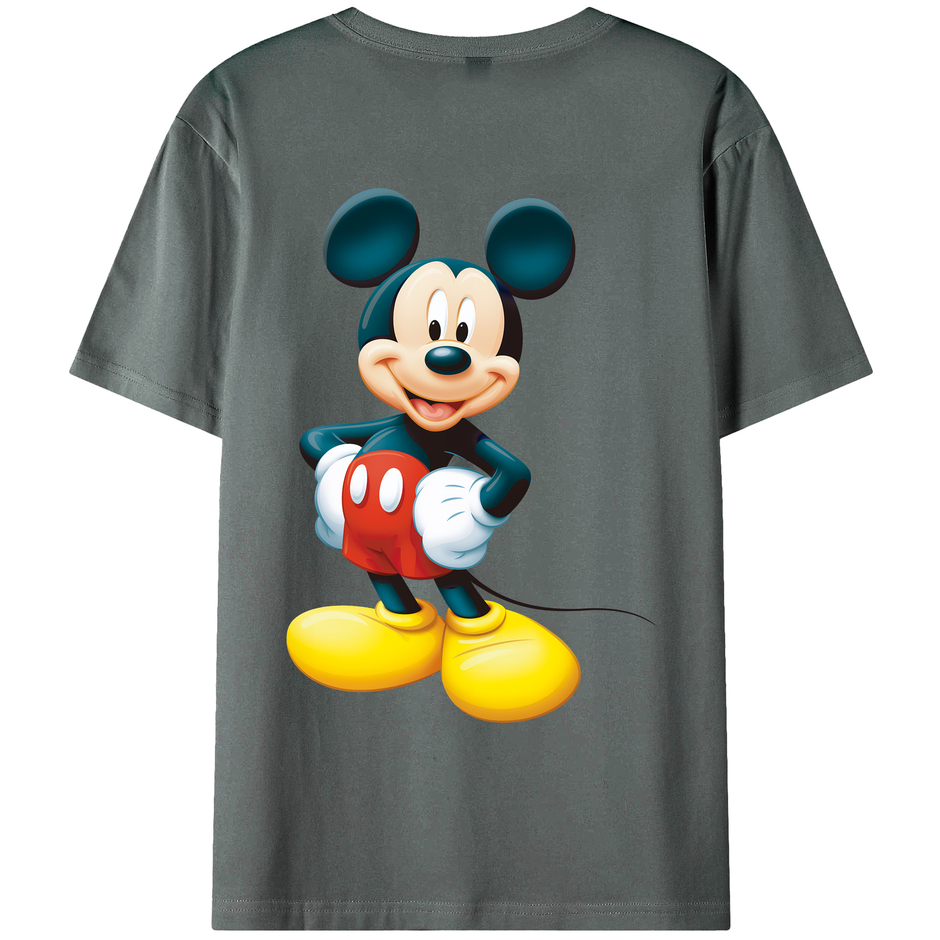 （画像用） ミッキーマウス Mickey Mouse 綿100％ メンズ半袖Tシャツ（バックプリント） 通気性